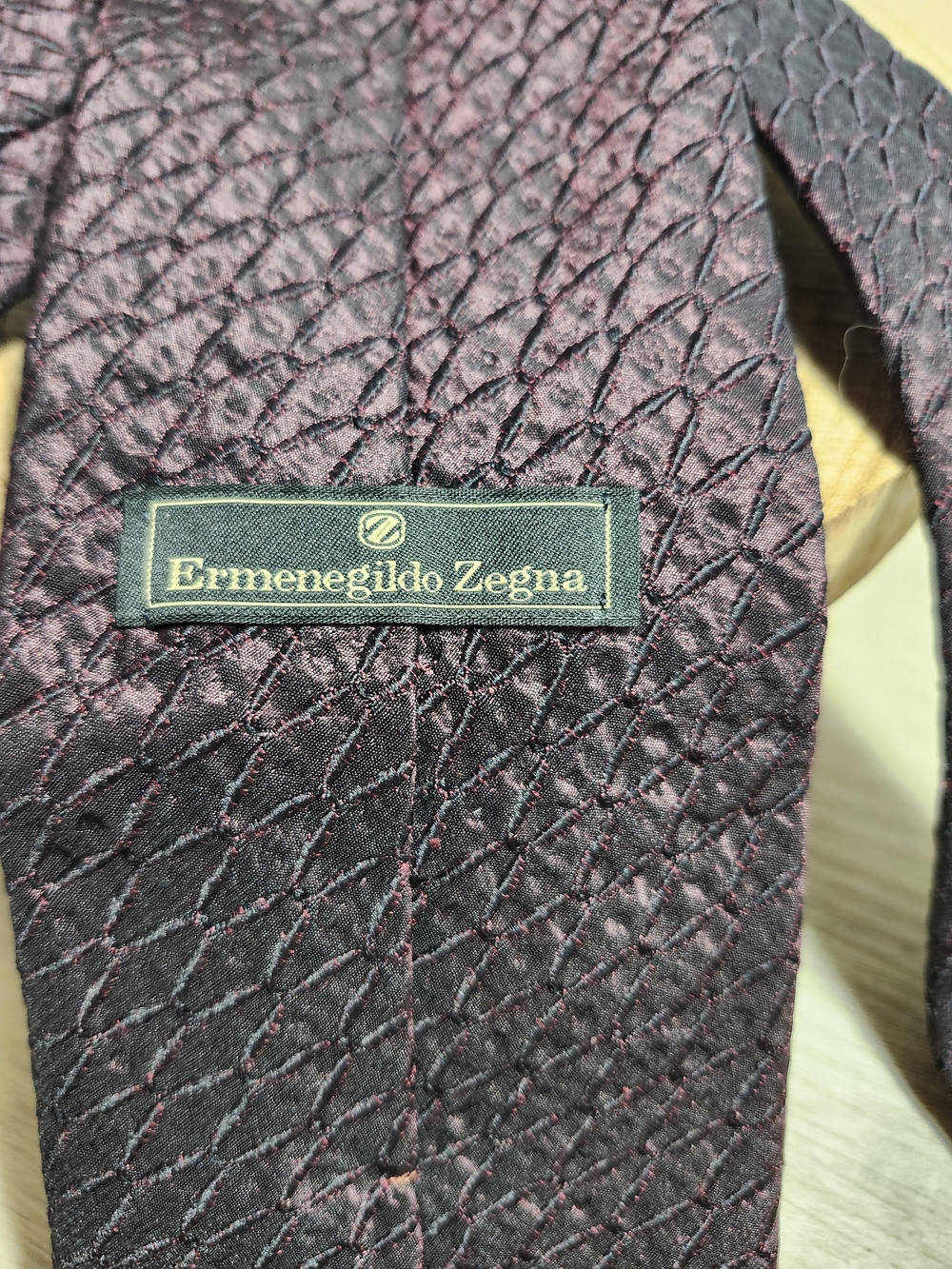 Ermenegildo Zegna Quilted Wine Red Silk Tie with Subtle Pattern